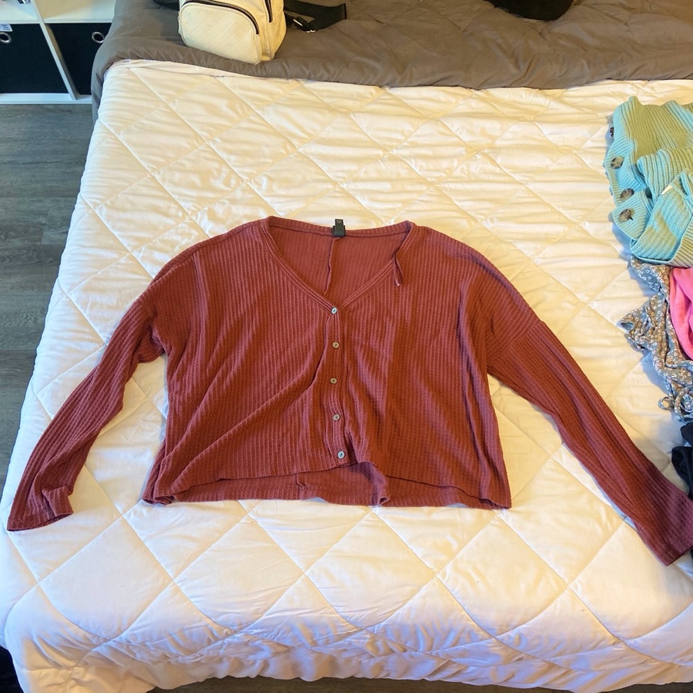 Cute Boxy Maroon Long Sleeve